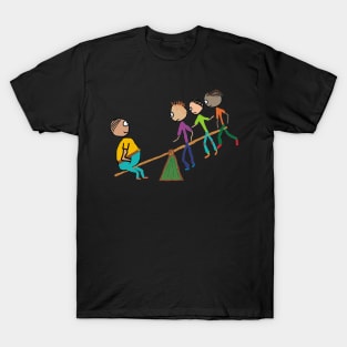 Funny Fat Guy on Seesaw T-Shirt